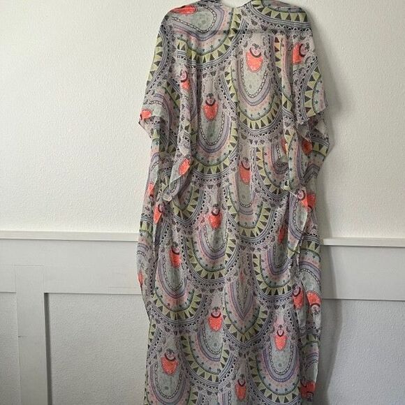 Women's Long Flowy Kimono Open Front Cardigan Boho Chiffon OS Wrap Cover-up - Picture 5 of 5